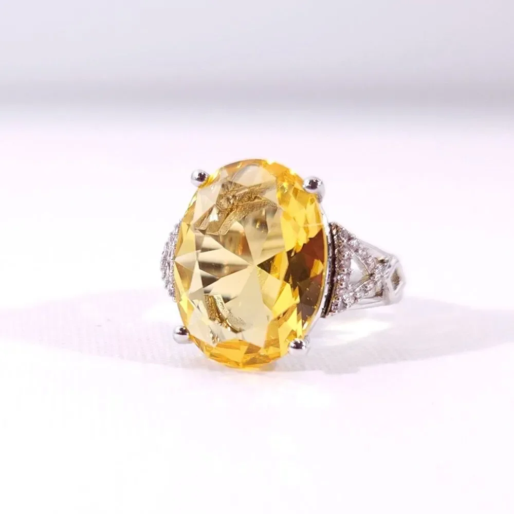 Simulated Yellow CZ Ring Size 6